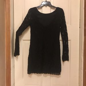 ♥️ Love FIRE long sleeve lace black dress S